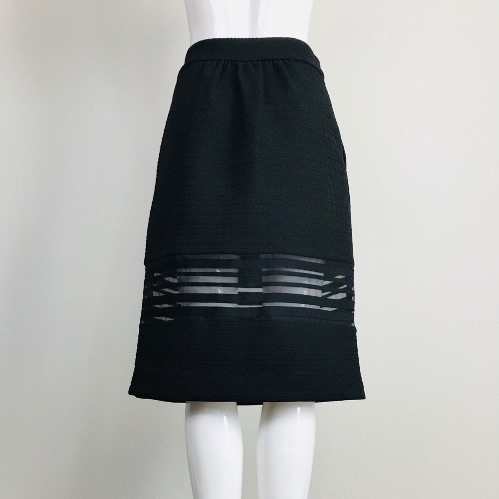 BADGLEY MISCHKA textured silk-trimmed black skirt - Picture 2 of 6